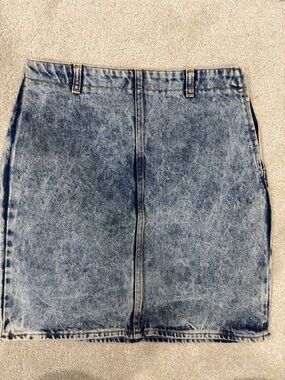 Vintage distressed denim Lifesavers midi skirt
